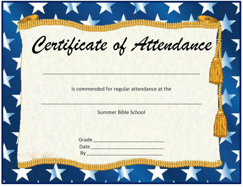 Certificate Of attendance Template Free Best Of 13 Free Sample Perfect attendance Certificate Templates