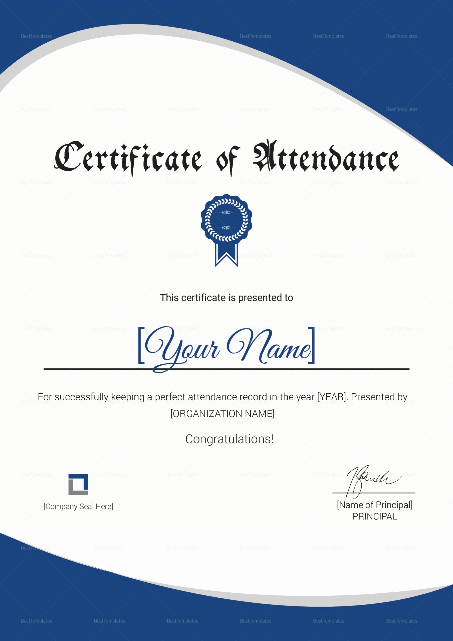 Certificate Of attendance Template Free Best Of attendance Certificate Design Template In Psd Word