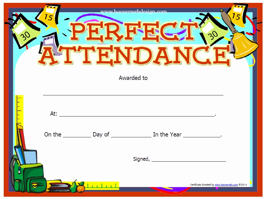 Certificate Of attendance Template Free Elegant 13 Free Sample Perfect attendance Certificate Templates