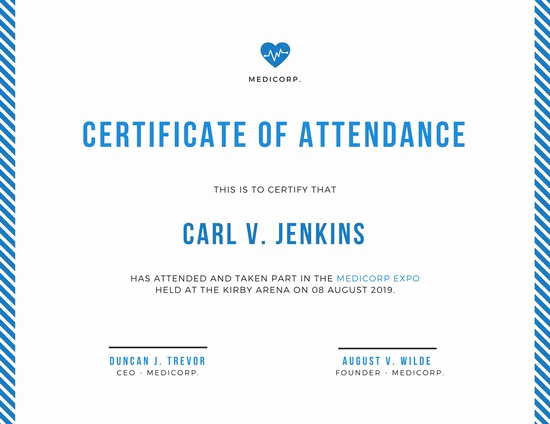 Certificate Of attendance Template Free Elegant Certificate attendance – Certificates Templates Free