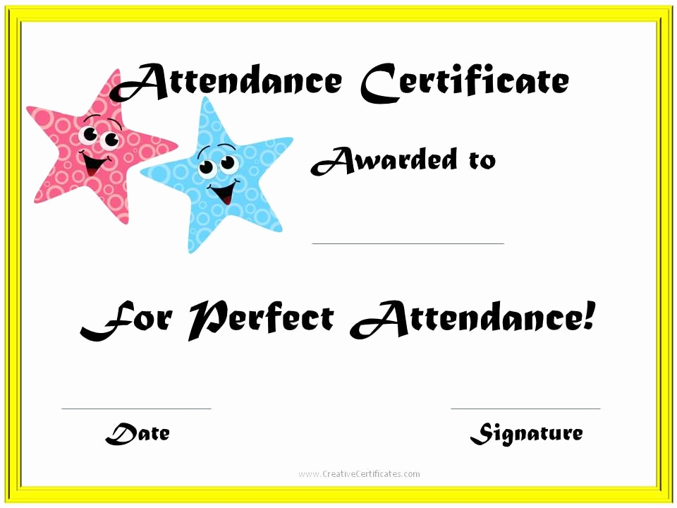 Certificate Of attendance Template Free Elegant School attendance Award