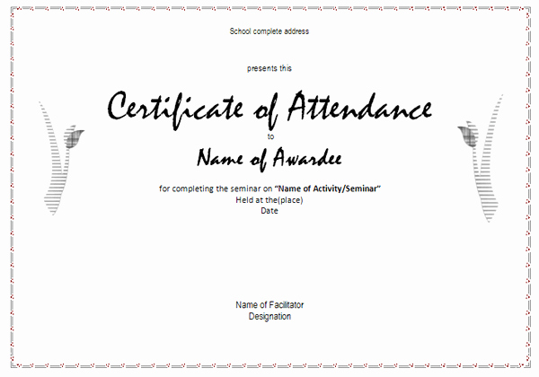 Certificate Of attendance Template Free Unique 6 Certificate attendance Templates Website