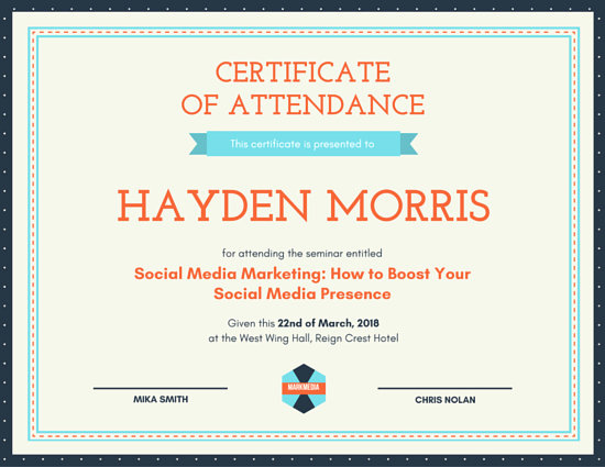 Certificate Of attendance Template Free Unique Minimalist Conference attendance Certificate Templates