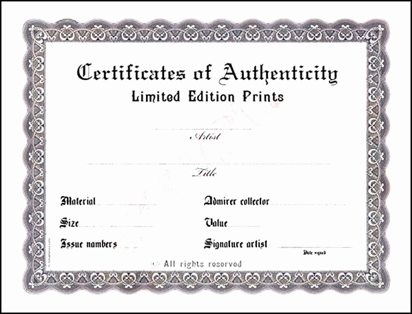 Certificate Of Authenticity Photography Template Awesome Blank Certificate Of Authenticity Sample Templates