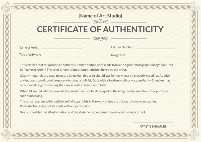 Certificate Of Authenticity Photography Template Beautiful why is Having A Certificate Of Authenticity Essential In