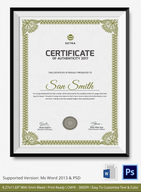 Certificate Of Authenticity Photography Template Fresh Certificate Of Authenticity Template 27 Free Word Pdf
