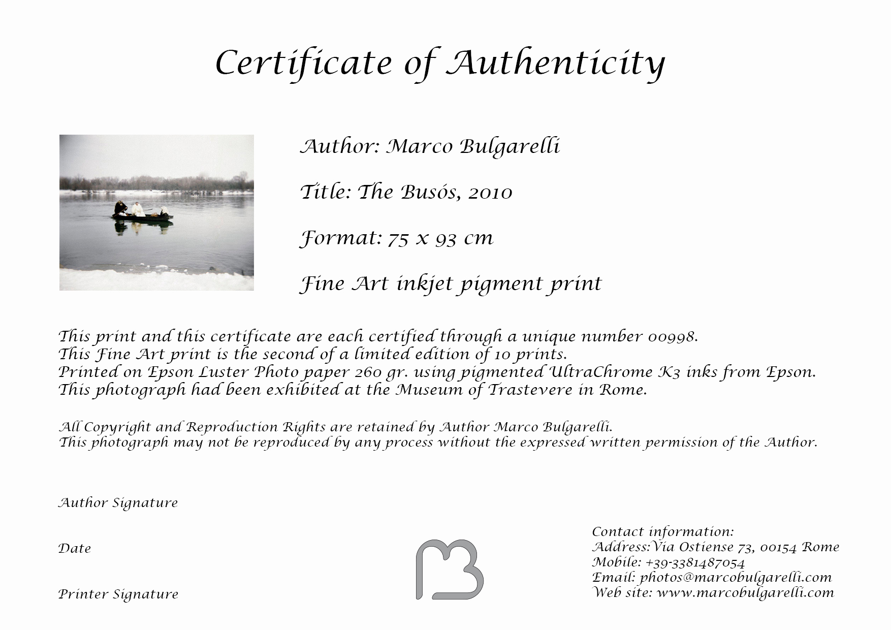 Certificate Of Authenticity Photography Template Fresh Rome Black and White Photography Marco Bulgarelli Fine