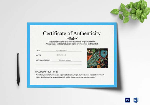 Certificate Of Authenticity Photography Template Lovely Certificate Of Authenticity Template 19 Free Word Pdf