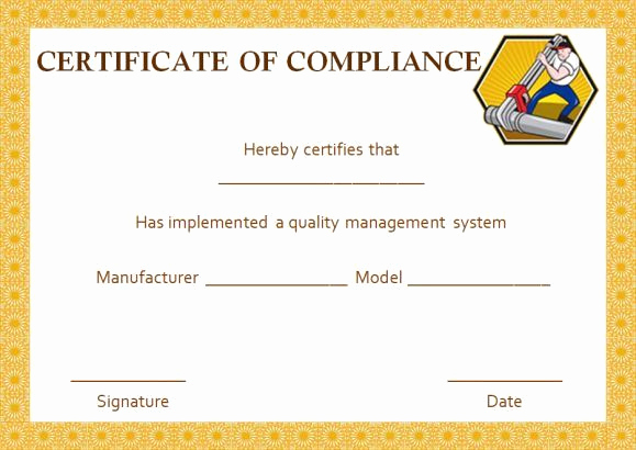 Certificate Of Compliance Template Beautiful Plumbing Certificate Of Pliance Template