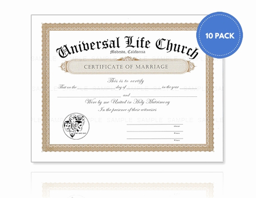 Certificate Of Life Template Luxury Marriage Certificate 10 Pack