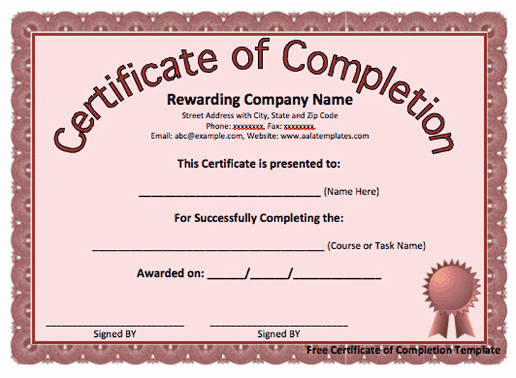 Certificates Of Completion Template Awesome 13 Certificate Of Pletion Templates Excel Pdf formats