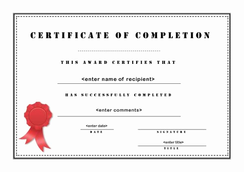 Certificates Of Completion Template Beautiful 13 Certificate Of Pletion Templates Excel Pdf formats