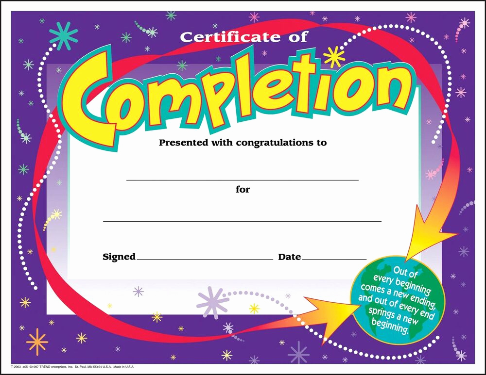 Certificates Of Completion Template Beautiful 30 Certificates Of Pletion Large Certificate Award