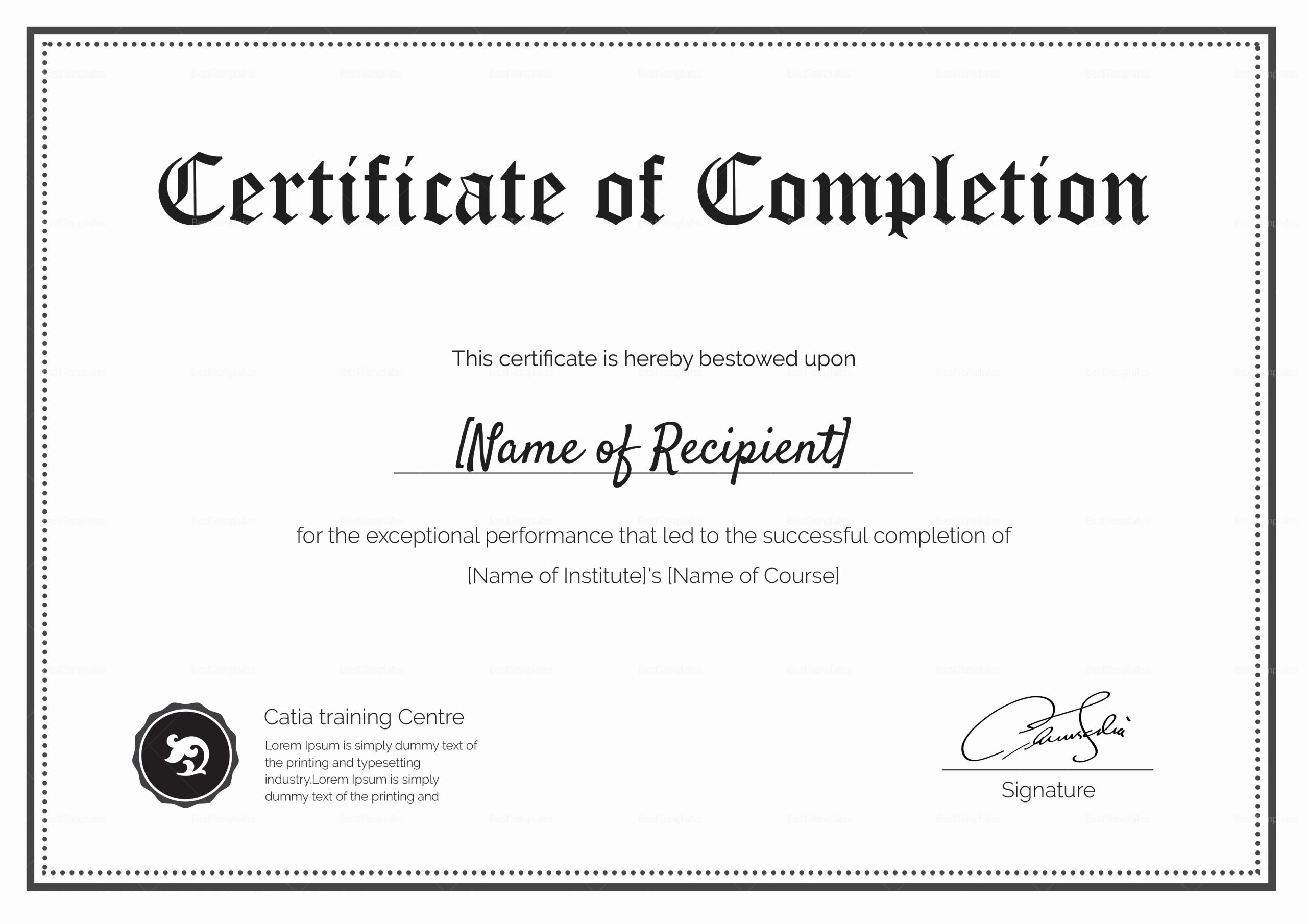 Certificates Of Completion Template Fresh Blank Pletion Certificate Design Template In Psd Word