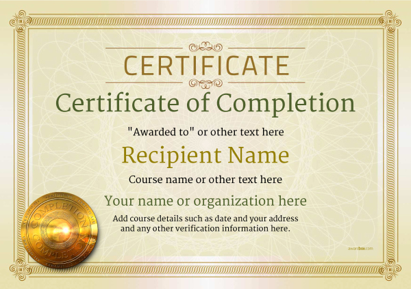 Certificates Of Completion Template Fresh Certificate Of Pletion Free Quality Printable