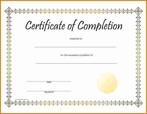 Certificates Of Completion Template Inspirational Blank Certificate Pletion – Printable Birthday