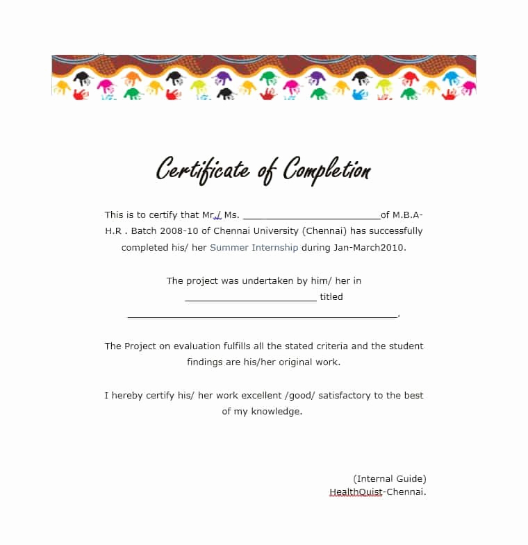 Certificates Of Completion Template New 40 Fantastic Certificate Of Pletion Templates [word