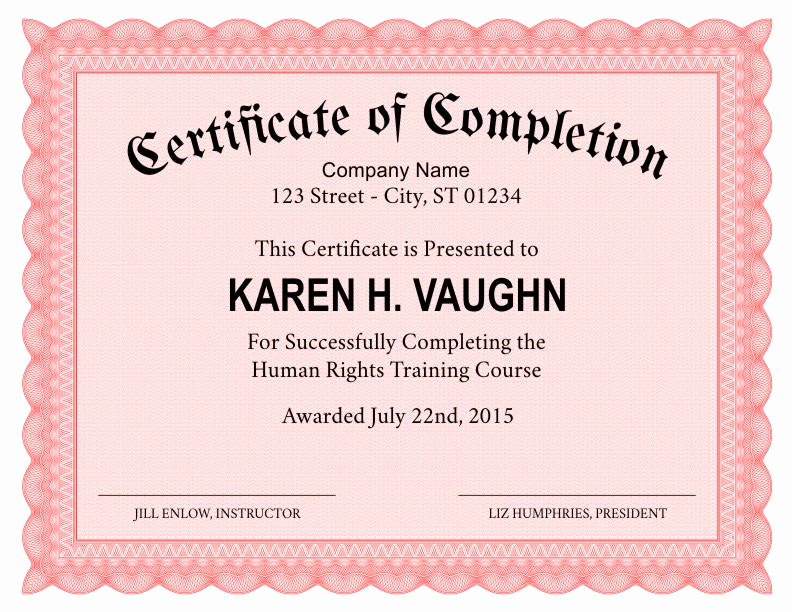 Certificates Of Completion Template Unique formal Certificate Of Pletion Template