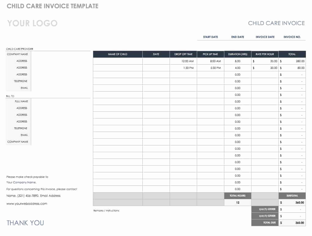 Child Care Invoice Template Best Of 55 Free Invoice Templates