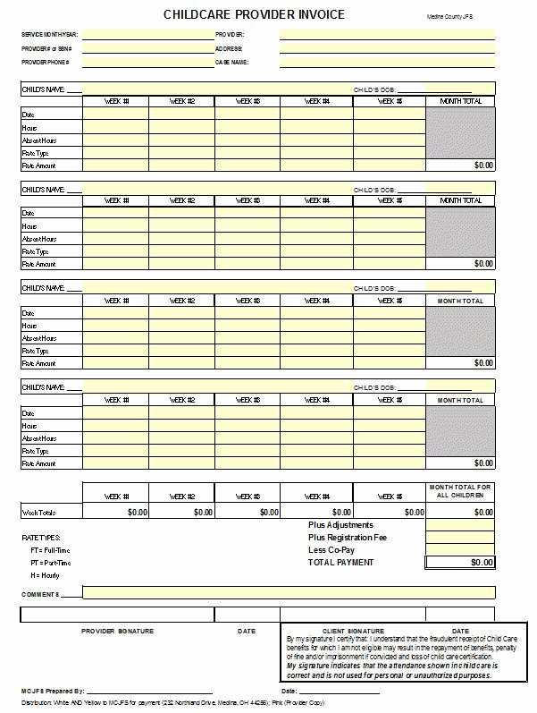 Child Care Invoice Template Best Of Daycare Provider Invoice 26 Daycare