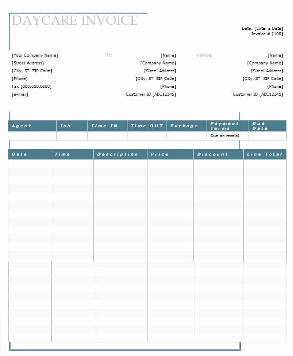 Child Care Invoice Template Elegant Free 7 Daycare Invoice Templates In Ms Word
