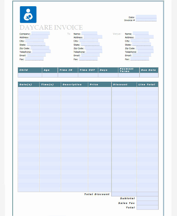 Child Care Invoice Template Fresh Free 7 Daycare Invoice Templates In Ms Word