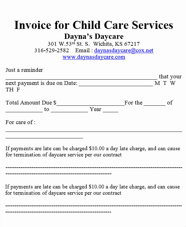 Child Care Invoice Template Luxury Free 7 Daycare Invoice Templates In Ms Word