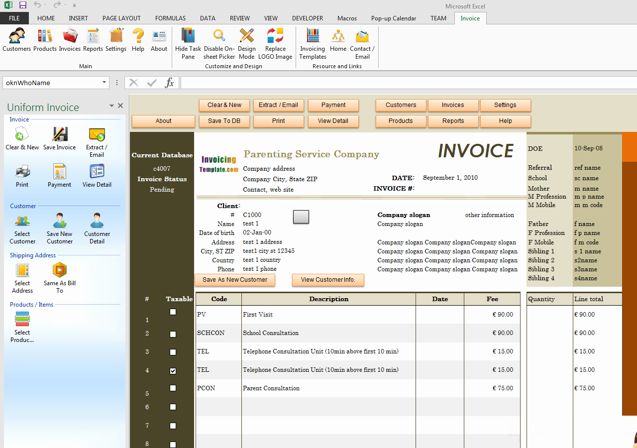 Child Care Invoice Template New Child Care Billing Template