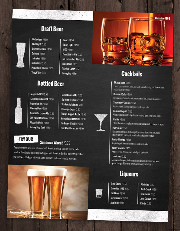 Cocktail Menu Template Free Beautiful 28 Drink Menu Templates – Free Sample Example format