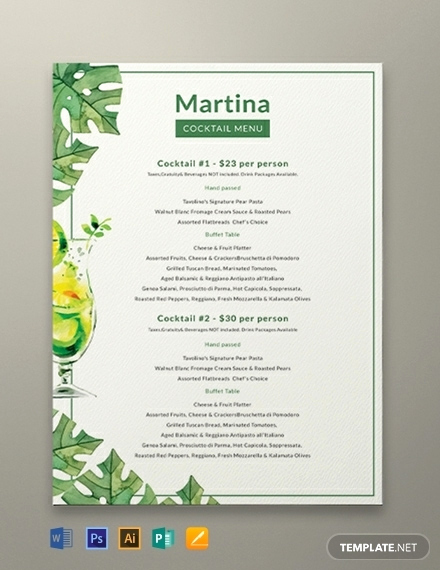 Cocktail Menu Template Free Best Of 11 Drinks Menu Templates Illustrator Shop Ms Word