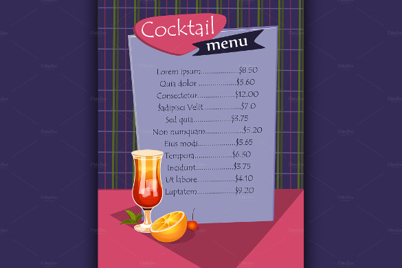 Cocktail Menu Template Free Best Of Cocktail Menu Templates 59 Free Psd Eps Documents