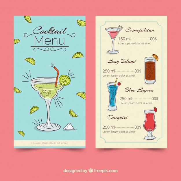 Cocktail Menu Template Free Elegant Creative Cocktail Menu Template Vector