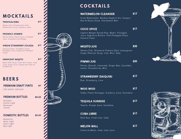 Cocktail Menu Template Free Lovely Customize Free Cocktail Menu Templates