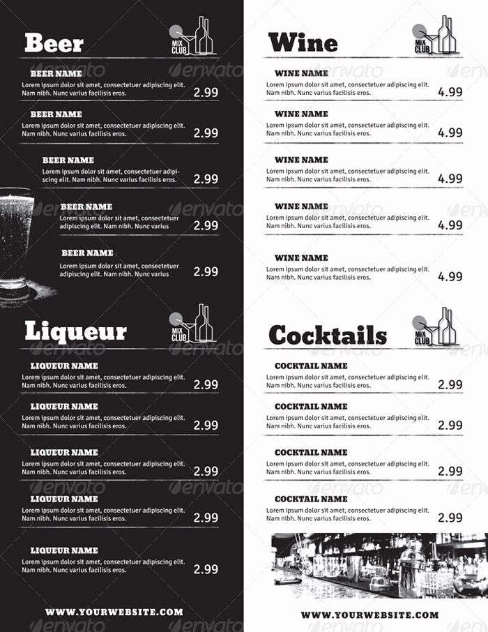 Cocktail Menu Template Free Luxury Drink Menu