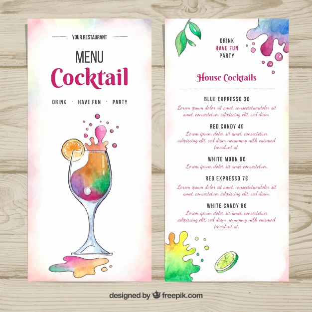 Cocktail Menu Template Free Unique Summer Cocktail Menu Template Vector