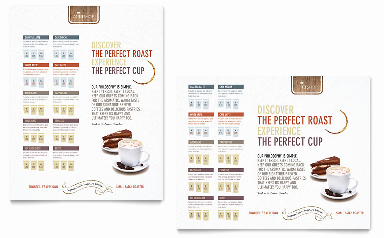 Coffee Shop Menu Template Free Awesome Coffee Shop Poster Template Word &amp; Publisher