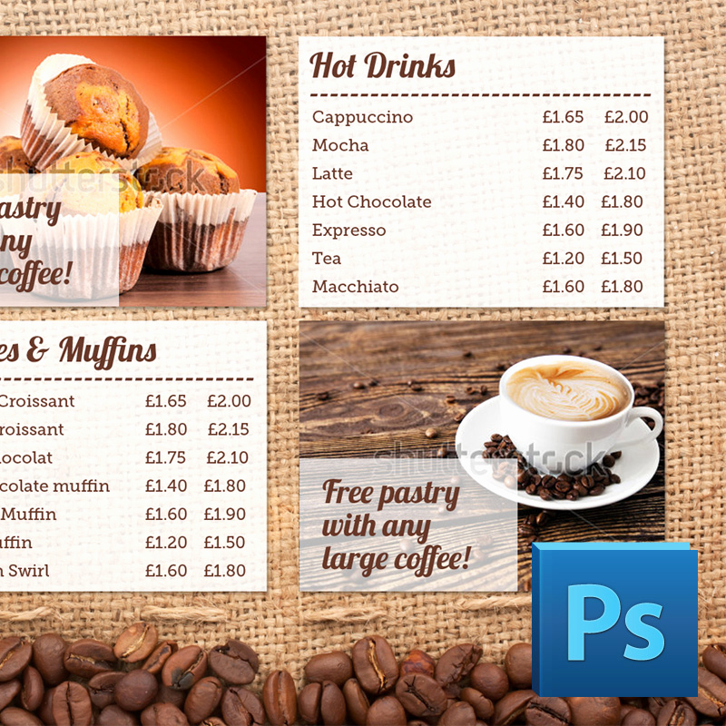 coffee shop menu board psd template