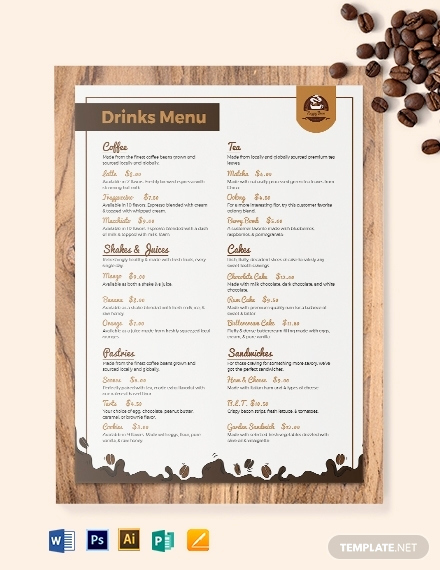 Coffee Shop Menu Template Free Lovely 10 Cafe Menu Templates Illustrator Pages Indesign