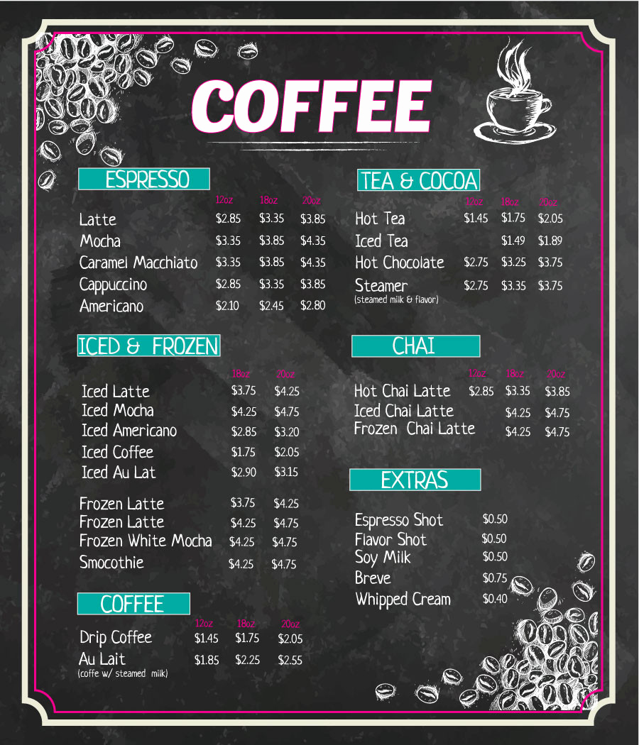 Coffee Shop Menu Template Free Luxury Coffee Shop Menu Board Design Menu Template Design