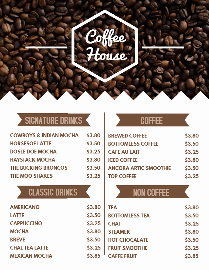 Coffee Shop Menu Template Free Unique 9 Menu Templates You Can Customize Right now