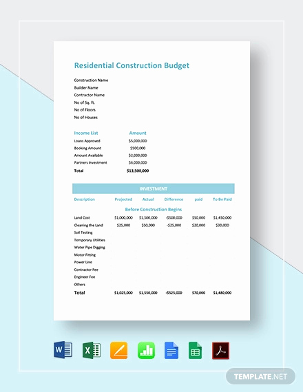 Commercial Construction Budget Template Fresh 13 Construction Bud Templates Docs Pdf Excel