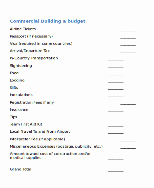 Commercial Construction Budget Template Inspirational Building Bud Templates 5 Free Word Pdf format