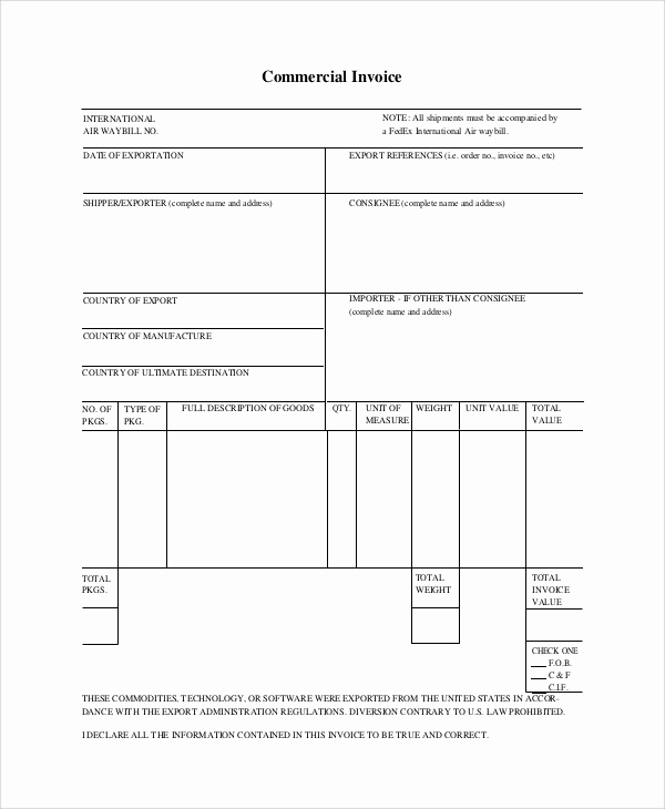 Commercial Invoice Template Word Awesome Sample Mercial Invoice 13 Documents In Word Pdf
