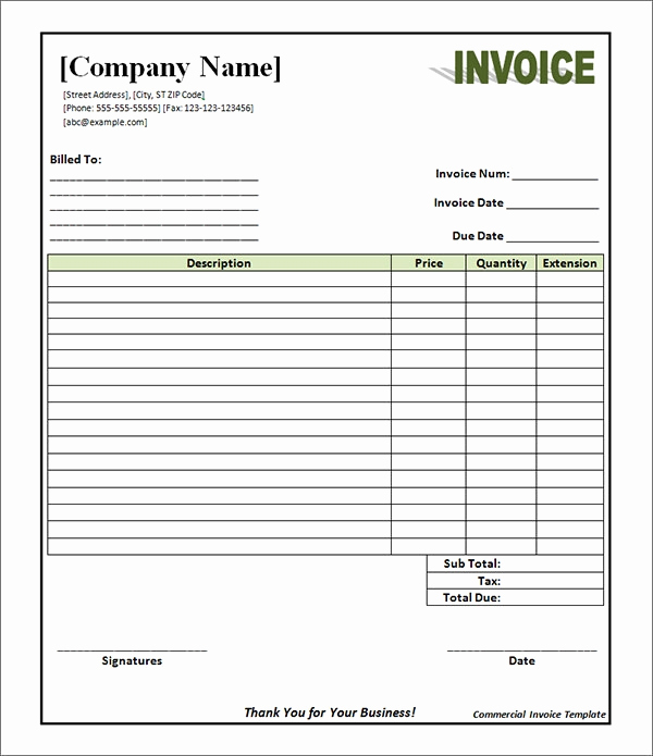 Commercial Invoice Template Word Best Of Free 22 Mercial Invoice Templates In Google Docs