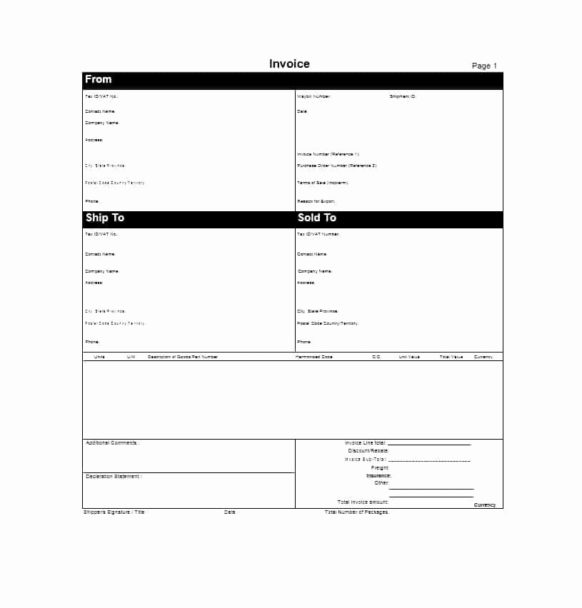 Commercial Invoice Template Word Elegant 44 Blank Mercial Invoice Templates [pdf Word