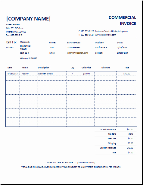 Commercial Invoice Template Word Luxury 10 Mercial Invoice Templates