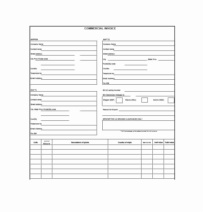 Commercial Invoice Template Word New 44 Blank Mercial Invoice Templates [pdf Word