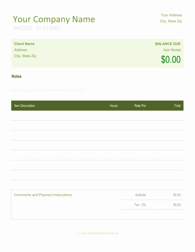 Commercial Invoice Template Word New Freelance Invoice Templates 5 Best Free Samples for Word