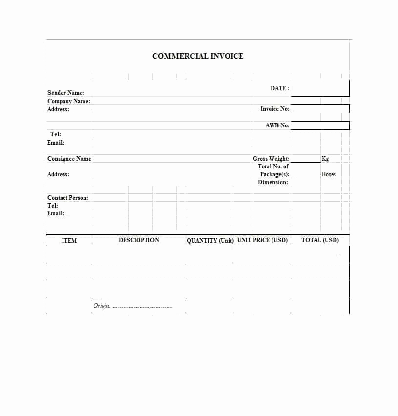 Commercial Invoice Template Word Unique 44 Blank Mercial Invoice Templates [pdf Word