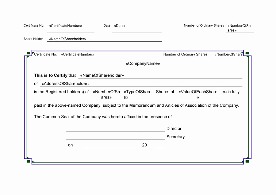 Common Stock Certificate Template Fresh 40 Free Stock Certificate Templates Word Pdf Templatelab
